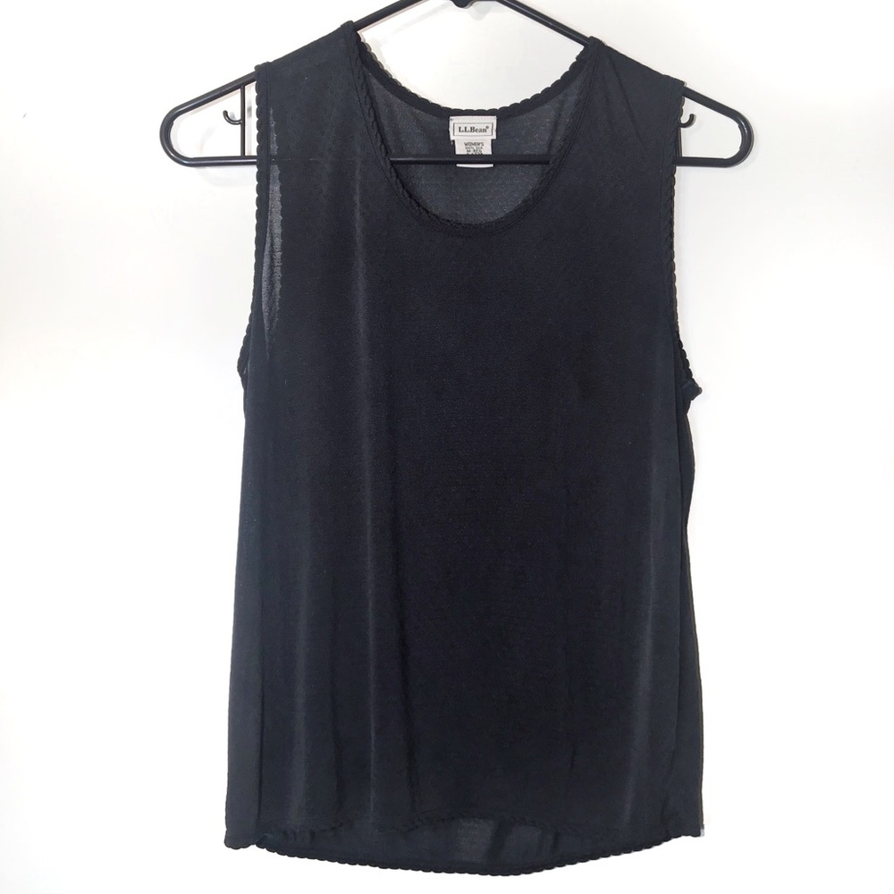 LL Bean camisole, silk pointelle, medium, black